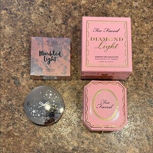 New! Too Faced Diamond Light & Ciate Marbled Light Makeup Duo - Pink & Rose Gold